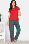 Zivame Checkered Charm Flannel Pyjama Set - June Bug — thumbnail 2